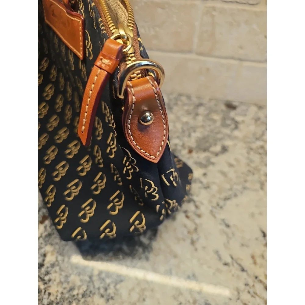 Dooney & Bourke Shadow Satchel Medium Monogram Blue Brown Florentine